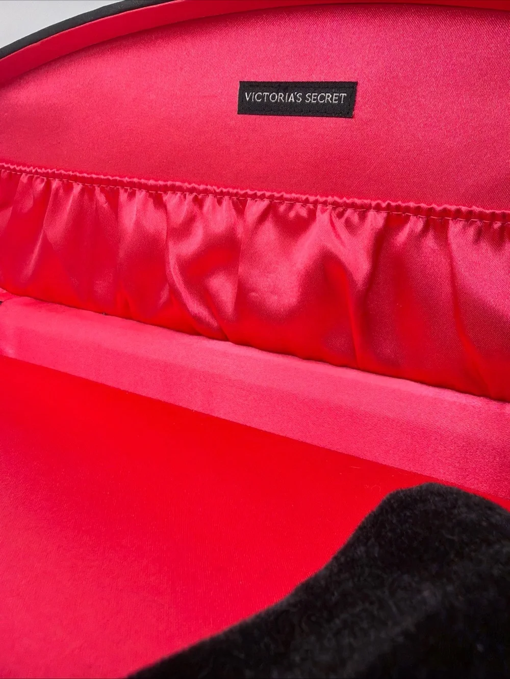 Victoria's Secret Black Satin Satchel with Rhinestone Detail
